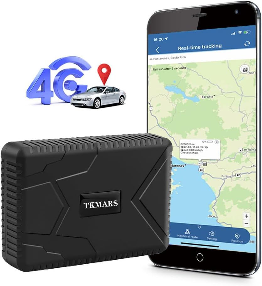 TKMARS 4G Localizzatore GPS per Auto Senza SIM,7800mAh GPS Tracker con