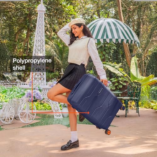 Image of Nasher Miles Paris Hard-Sided Polypropylene Luggage Set of 2 | 55cm & 65cm | 8 Wheels Small & Medium Trolley Bag for Travel | Suitcase (Navy Blue)