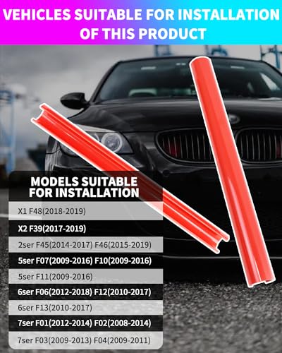 Image of F10 Grille Insert Stripes Replace Trim Compatible with BMW F10 F11 F18 F45 F46 F06 F12 F13 F01 F02 F48 F39 X1 2015-2022 /X2 2017-2023 V-Brace Wrap Covers Grill Stripes, Red Front Grill Insert