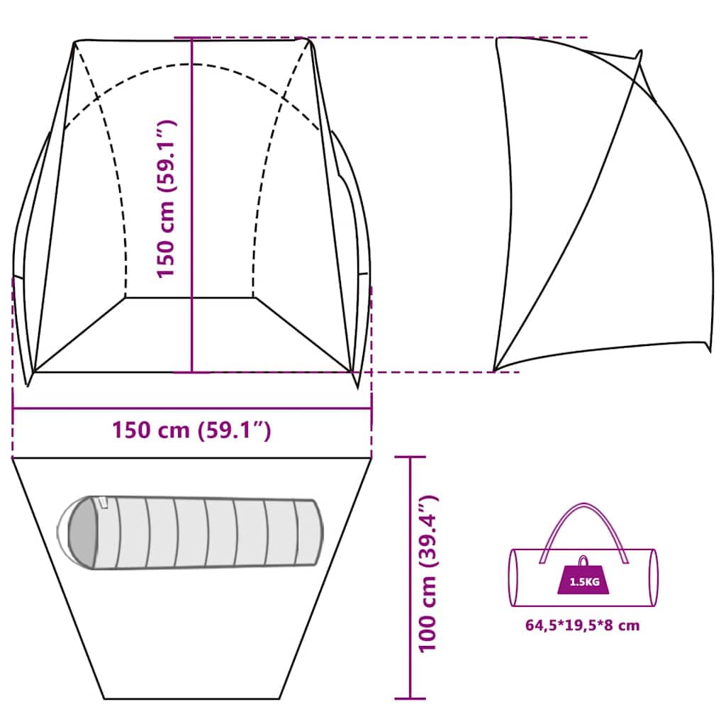 vidaXL Tienda de Pesca Impermeable Verde Oliva