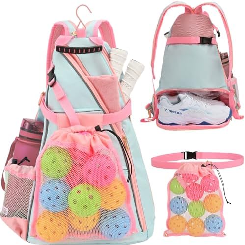 EdenRiver Pickleball Bag for Women Pickleball Backpack with Water Bottle Holder and Drawstring Mesh Bag for Pickle ball Accessories
