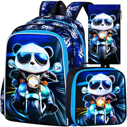 Image of 3PCS Dinosaur Backpack for Boys, 16 Inch Kids Water Resistant Preschool Elementary Kindergarten Bookbags and Lunch Box | Kids