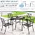 PHI VILLA 5 Piece Outdoor Dining Table Set for 4, 42” Round Steel Dining Table with Umbrella Hole & 4 Black Stacking Metal Chairs for Patio, Deck, Yard, Porch