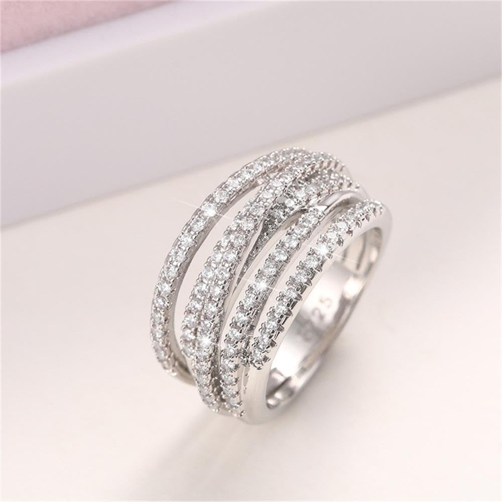 RKKOJJO 925 Sterling Silver Cubic Zirconia Ring Diamond Ring Engagement Ring Wedding Band Rings for Women - Image 8