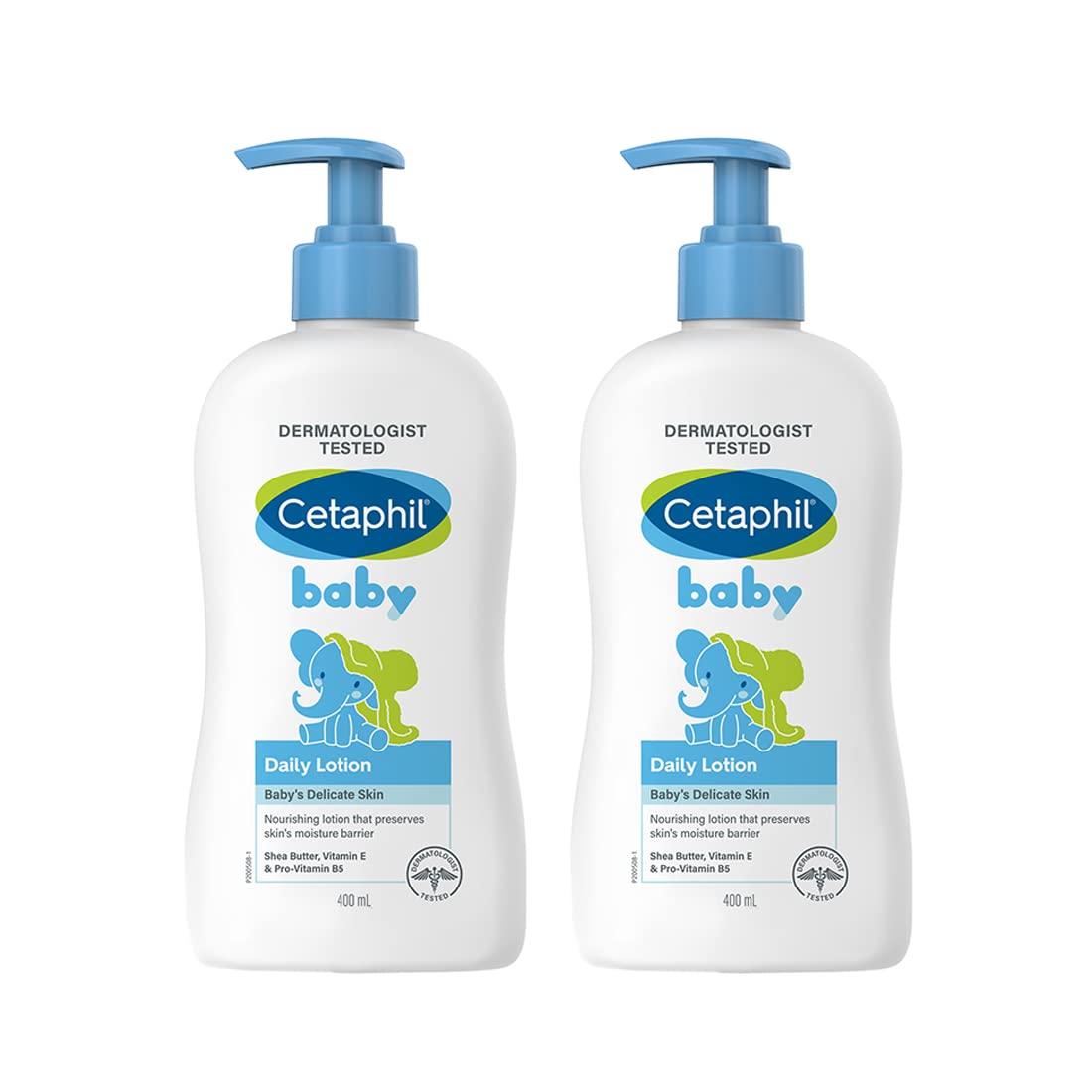 Cetaphil Baby Daily Lotion (400ml pack of 2), Suitable for baby’s delicate skin, Shea Butter and Vit E, Dermatologist Tested and Pediatrician Recommended