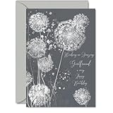 Silberne Geburtstagskarte für Freundin – Schimmernde Pusteblume – Happy Birthday Karte für Freundin vom Freund Partner, A5 Silber Elegante und Moderne Geburtstagsgrußkarten