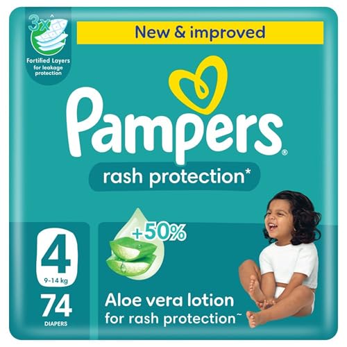 Pampers Rash Protection Size 4 9-14 kg Giant Pack 74 Diapers