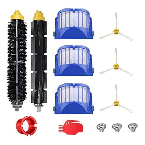 DLD Accessory for Irobot Roomba 600 610 620 650 Series Vacuum Cleaner Replacement Part Kit - Includes 3 Pack Filter, Side Brush, and 1 Pack Bristle Brush Cover