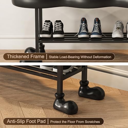 Banc de rangement en cuir avec assise rembourrée pour optimiser l'entrée - 7