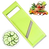 Gurkenhobel, Edelstahl Gurkenschneider Gemüse Mandolinenschneider Gurkenhobel Dünne Scheiben Gurkenreibe Küchenhobel, GemüSehobel mit Ergonomischem Griff, Geeignet für Karotten Und Gurken (Grün)