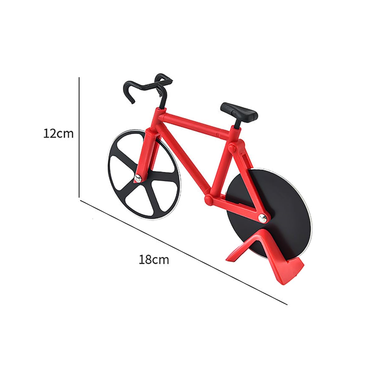 Alnicov Bike Pizza Cutter Pizza Cutter Wheel Stal nierdzewna Super ostre ostrza - czerwony