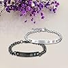 Maigendoo Damen Herren Pärchen Armbänder Edelstahl Paare Armbänd mit Gravur His Queen Her King Rostfreier Stahl Partner Armband Couple Armbänder für Liebhaber Lover Geschenke (Schwarz Silber) #4