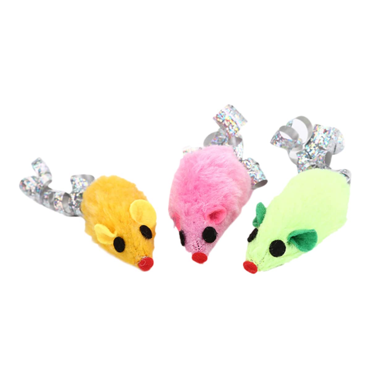 Hohopeti Kitten Toy Plush Mouse Colorful Tail Interactive Cat Toy Safe for Cats Scratch- Random