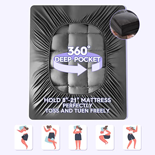 ABENE Mattress Topper Twin for Back Pain Relief, Extra Thick Mattress Pad Pillowtop, Soft Mattress Protector Cover with 8"-21" Deep Pocket, Overfilled Down Alternative Filling (Gray, Twin)