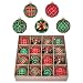 Valery Madelyn 16ct 80mm Country Road Red Green and Gold Shatterproof Christmas Ball Ornaments Decoration,Themed with Tree Skirt(Not Included)