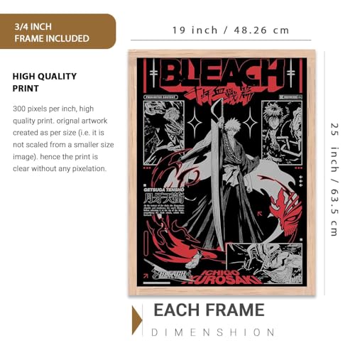 Image of walllane Anime Characters Wall Framed Posters Aesthetic Posters with Frames | Japanese Anime Characters Framed Poster for Living Room Bedroom Gaming Room Studio Wall Decor Set Of 3 (19 X 25 inch)