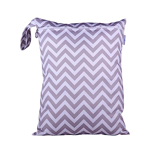 Image of Chic Buddy Waterproof Wet Bag, Washable, Reusable for Travel, Beach, Pool, Stroller, Diapers, Dirty Gym Clothes, Wet Swimsuits, Toiletries (Zig-ZAG, Wet Bag)