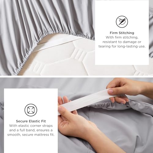 Image of Bedsure Twin XL Sheet Sets, Dorm Bedding, GentleSoft Breathable Extra Long Twin Sheets & Pillowcases, Moisture Wicking Cooling, Deep Pocket Fits Mattress Up to 21 Inches Thick, Light Grey