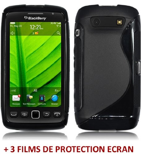 Coque Souple Ultra-Slim BLACKBERRY TORCH 9850 [Le S Premium] [Noir] de MUZZANO + 3 Films de protection écran 