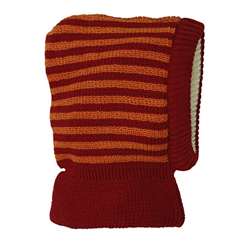 Reläx Schlupfmütze Ringel aus Merino-Schurwolle, Bio-Baumwolle (46-48, Burgund/Cayenne Geringelt)