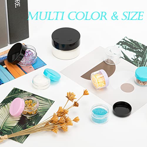 Image of 3 Gram Sample Containers with Lids, 25 Count Tiny Sample Jars, 3ML Makeup Cosmetic Containers for Lip Balms, Lotion, Powder, Beauty Products(Blue Lids)
