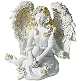 YORISMAL Adorno de ángel de doble ala, decoraciones de escritorio para el hogar, accesorios decorativos de resina