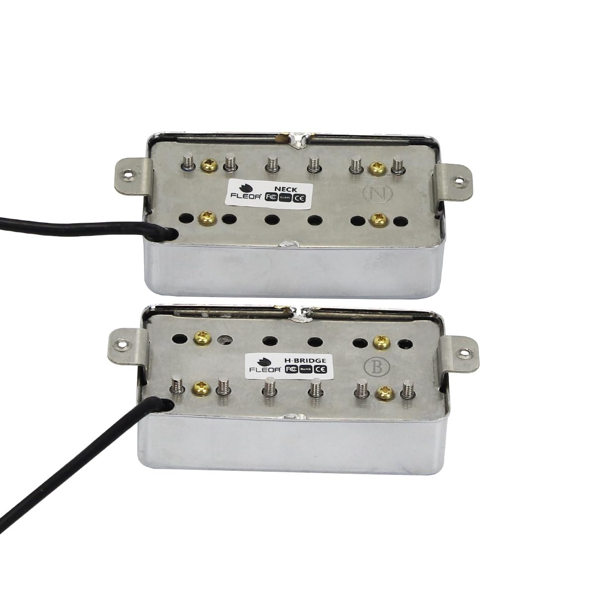 FLEOR Humbucker - Pickup a doppia bobina per manico e ponte, magnete in ceramica compatibile con chitarra elettrica stile LP per parti di chitarra, ricambio cromato