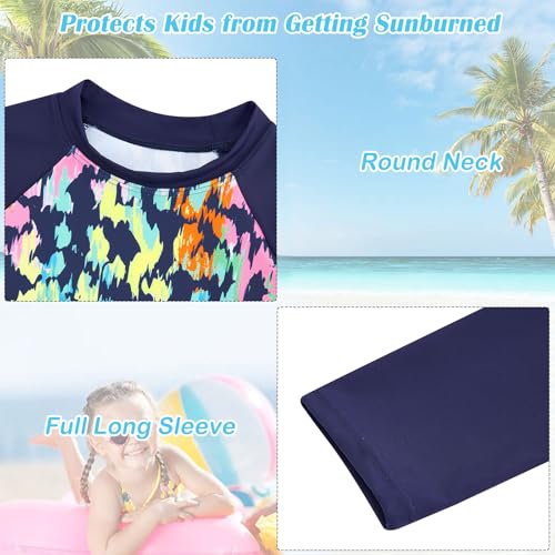 Image of TUONROAD Girls 2 Pieces Rash Guard Swimsuit Long Sleeve Tankini for 4-10 Years