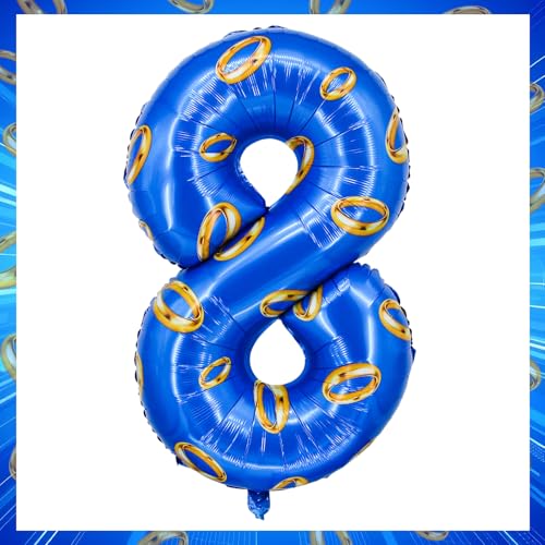 Image of Number 40 Inch Blue and Gold Ring Balloon Birthday Number Decoration Aluminum Film Balloon Suitable for Boys and Girls Blue Theme Party Cartoon Party Decoration Supplies (8)