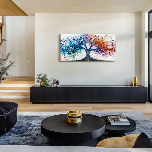 SERIMINO Tree of Life Wall Art, Large Wall Art, Nature Wall Decor, Colorful Tree Painting Prints, Abstract Canvas Art Wall Decor, Modern House Decorations Living Room Bedroom Office Hotel Pictures 20"X40"
