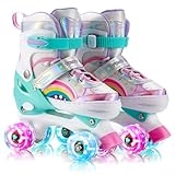 SHDSL Girls Roller Skates 4 Size Adjustable Light up Roller Skates for Girls, Purple Pink Roller Skate for Boys Toddlers, Beginner Kids Roller Skate Indoor Outdoor Sports