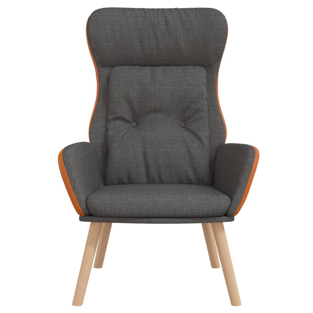 Poltrona relax imbottita spessa con tessuto e rivestimento in PVC, telaio in metallo e gambe in legno di gomma per un comfort stabile in soggiorno