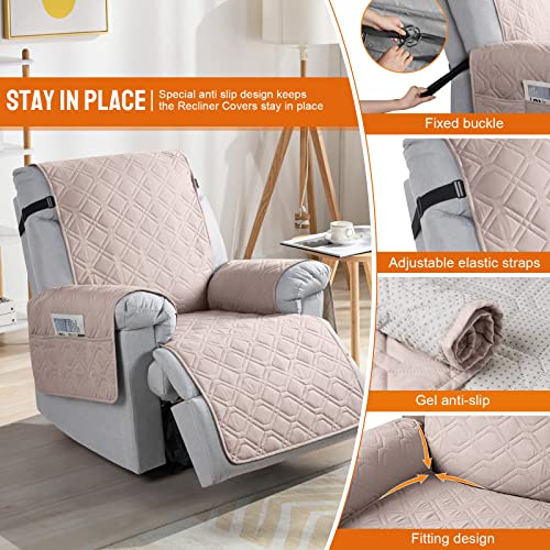 Image of VANSOFY 100% Waterproof Recliner Chair Covers, Recliner Cover Non-Slip Dog Chair Cover Furniture Protector Washable Slipcover with Pocket, Elastic Straps for Pets, Dogs(Light Apricot, 30 inch)
