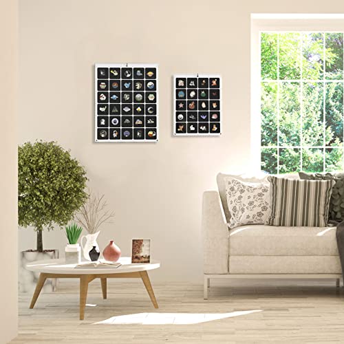 Image of HIIMIEI Acrylic Pin Display Board, 11x14 Enamel Pin Display Frame, Dustproof Shadow Box Pin Holder, Double Sided Jewelry Lapel Pins Collection Case for Wall and Tabletop (30 Grids) (Pack of 2)