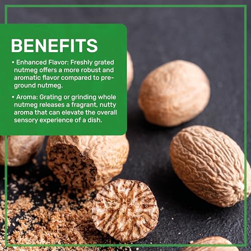 Jiva Organics Organic Nutmeg Whole 8 ounce Bag - 100% Natural & Non-GMO Spice