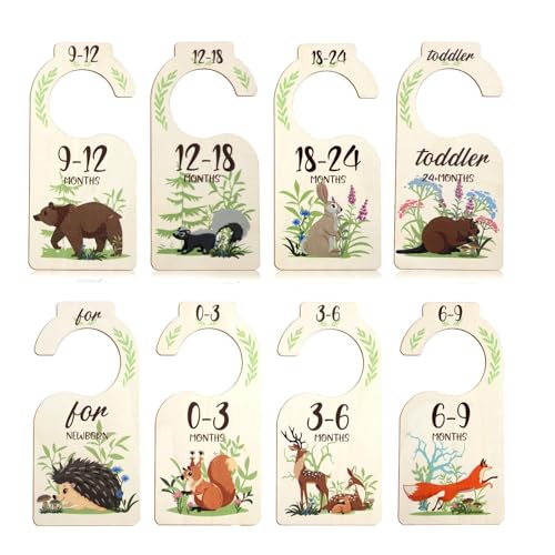 Image of Baby Closet Dividers 8 PCS - Cute Baby Clothes Organizer for Nursery Decor, Double-Sided Size Labels from Newborn to 24 Months