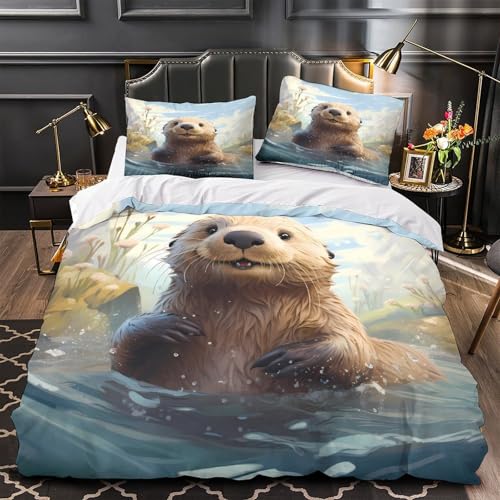 Housse de couette loutre 3D de qualité supérieure 135x200 - 2