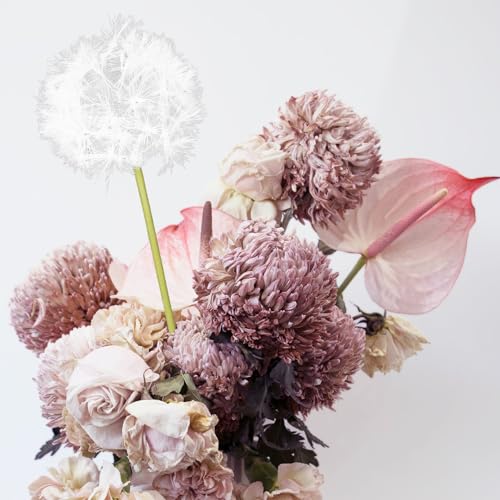 Ramo de león blanco artificial de 2 piezas para decoración de mesas 7
