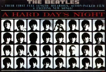 Laminated The Beatles Hard Days Night UK One Sheet Poster - Les Beatles, Paul McCartney, John Lennon, RIngo Starr, George Harrison Laminated The Beatles Hard Days Night UK One Sheet Poster
