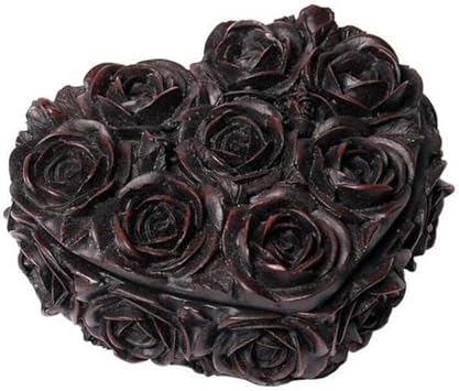 Alchemy Gothic Rose Heart Trinket Box - Black