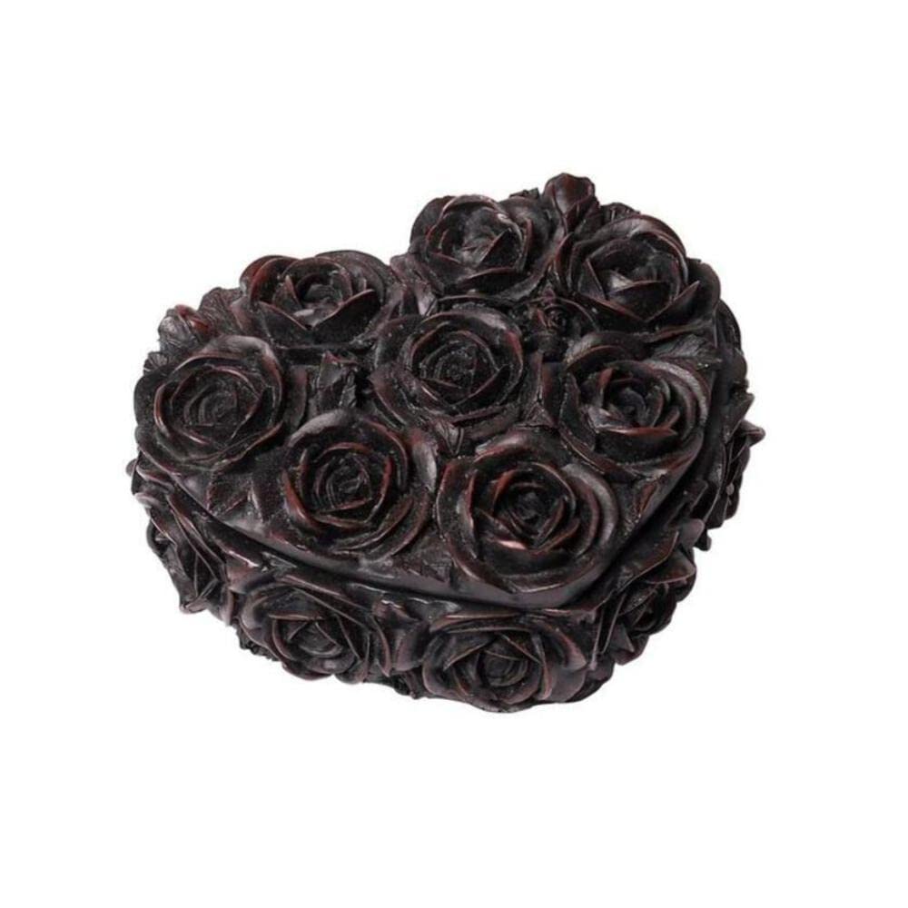 Alchemy Gothic Rose Heart Trinket Box - Black