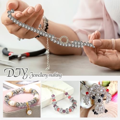 TOAOB 1000pcs Grey Crystal Glass Beads 2mm 4mm 6mm 8mm10mm Faceted Spacer Beads for Jewelry Making DIY Craft Project Decorations Bracelet Making Kit - Image 4
