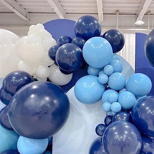 Image of 412pcs Navy Blue Balloons Garland Arch Kit 18 12 10 5 Inch Different Sizes Latex Balloons for Shower Christmas Birthday Festival Happy Blue Theme AnniversaryWedding Jungle Safari Decorations