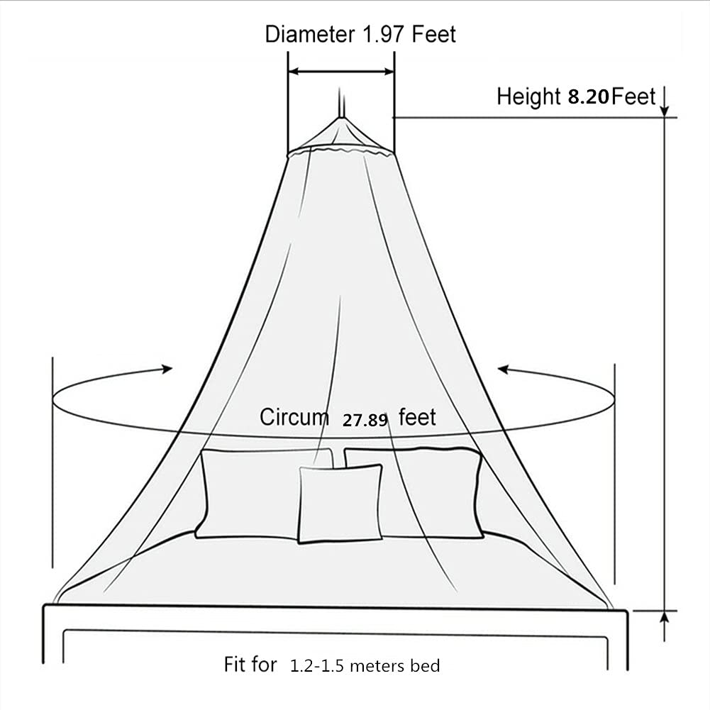 Eimilaly Bed Canopy Mosquito Net, Bed Canopy for Girls Room Decor - Insect Protection Hanging Canopy for Adults, Babies, Outdoor Camping, Light Blue/No Opening - Image 3