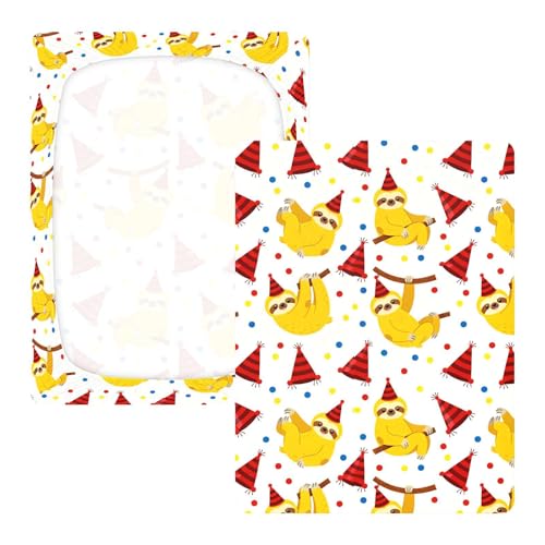Drap de berceau en coton de qualité supérieure motif paresseux - 4