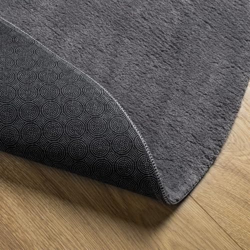 Tapis de salon rond anthracite pour une chambre cocooning - 6