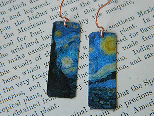 Art Earrings Vincent Van Gogh The Starry Night Detail 1889 Mixed Media Jewelry