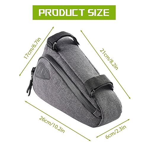Bike Frame Bag, Waterproof Bicycle Triangle Frame Bags Detachable Top Tube Bag Bike Controller Bag Large Capacity Bike Accessories for MTB, Road Bike (Gray) - Image 3