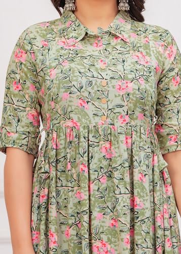 Image of Maternity Feeding Anarkali Kurti Dress for Women | Cotton Nursing Kurta with Both Side Zippers | Pregnancy & Nursing Wear | Comfortable Ethnic
