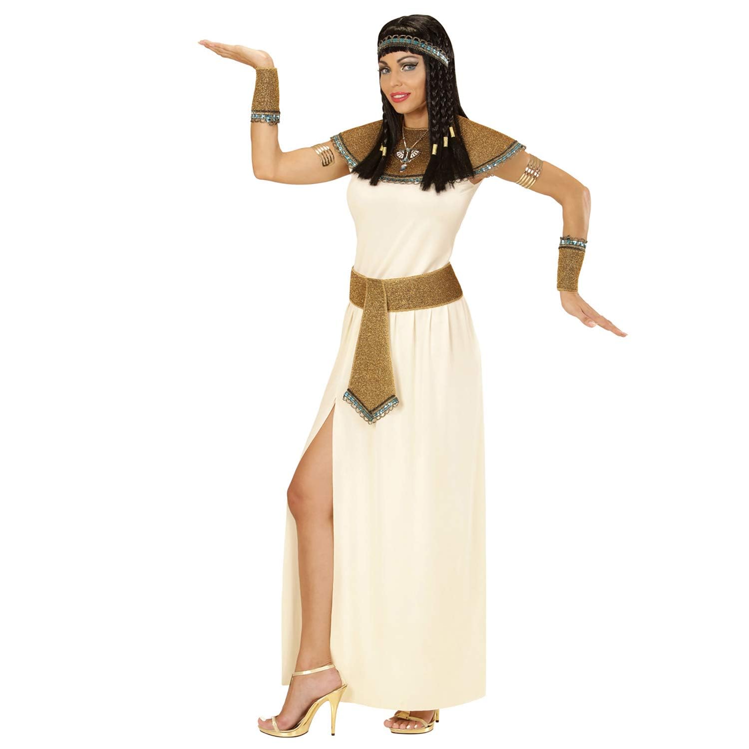 Widmann W MILANO Party Fashion - Cleopatra Dress Antique Egyptian Goddess Pharaoh Fancy Dress Costumes Beige